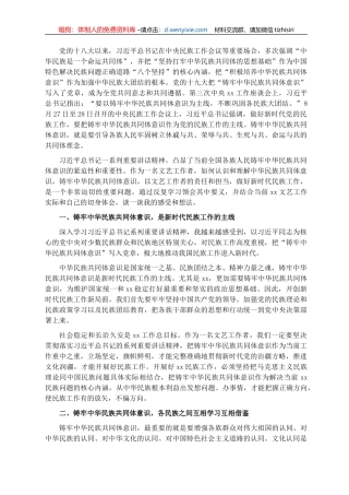 做好民族工作研讨发言：铸牢中华民族共同体意识为推进文化润疆贡献力量