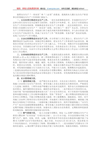 副县长分管领域安全生产工作汇报