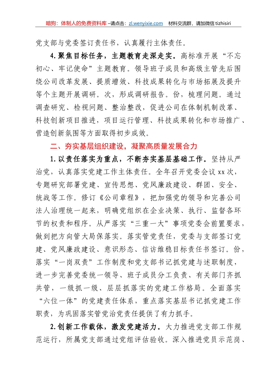 集团公司党委落实主体责任情况报告_第3页