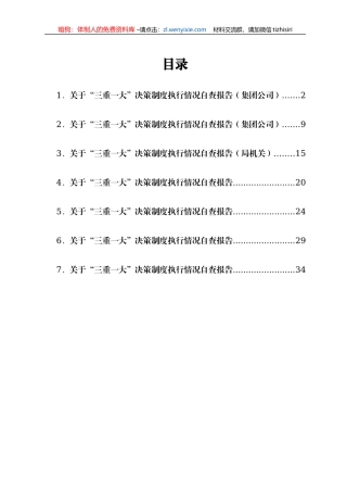 “三重一大”决策制度执行情况自查报告汇编7篇