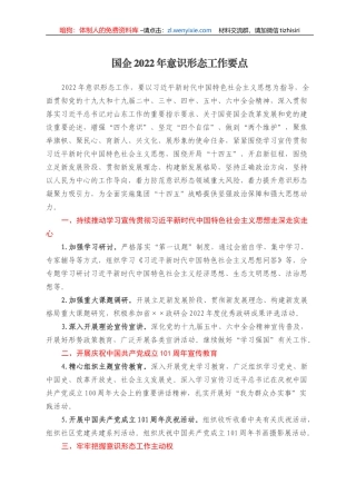 国企2022年意识形态工作要点