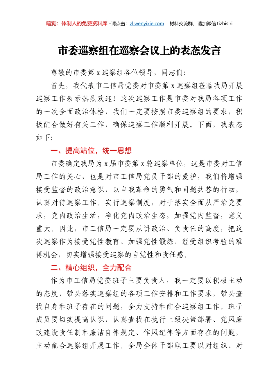 巡察工作表态发言_第1页