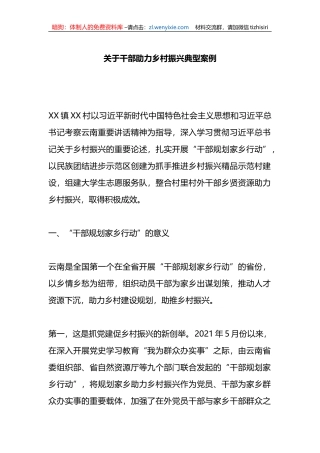 关于干部助力乡村振兴典型案例