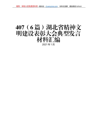 湖北省精神文明建设表彰大会典型发言材料汇编