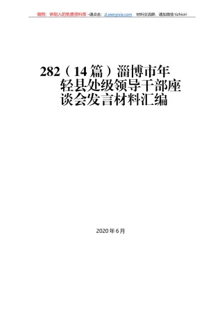 淄博市年轻县处级领导干部座谈会发言材料汇编