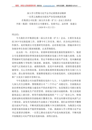 滦（集团）董事长张建公在集团公司纪委二届五次全委（扩大）会议上的讲话