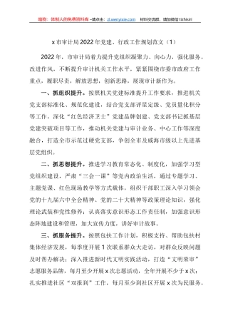 2022年审计局工作计划汇编