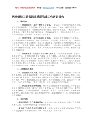 两新组织工委书记抓基层党建工作述职报告