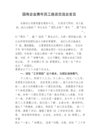 【国资国企】国有企业青年员工座谈交流会发言