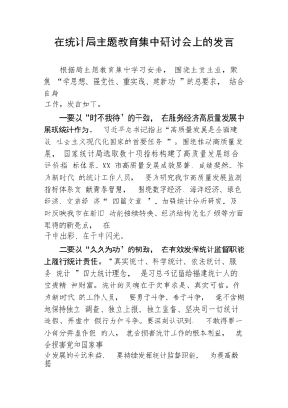 【主题教育】在统计局主题教育集中研讨会上的发言