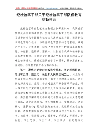 【JJ队伍教育整顿】纪检监察干部关于纪检监察干部队伍教育整顿体会