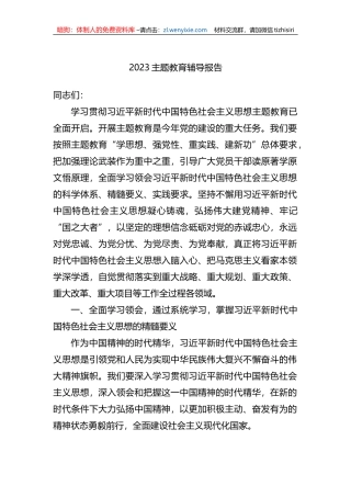 2023年主题教育辅导报告