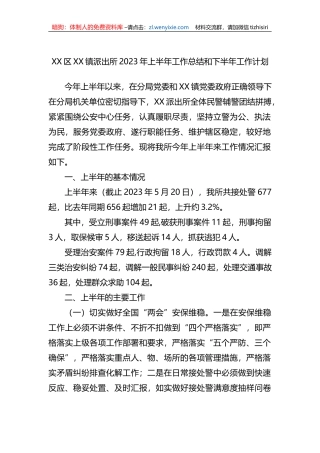 X镇派出所2023年上半年工作总结和下半年工作计划
