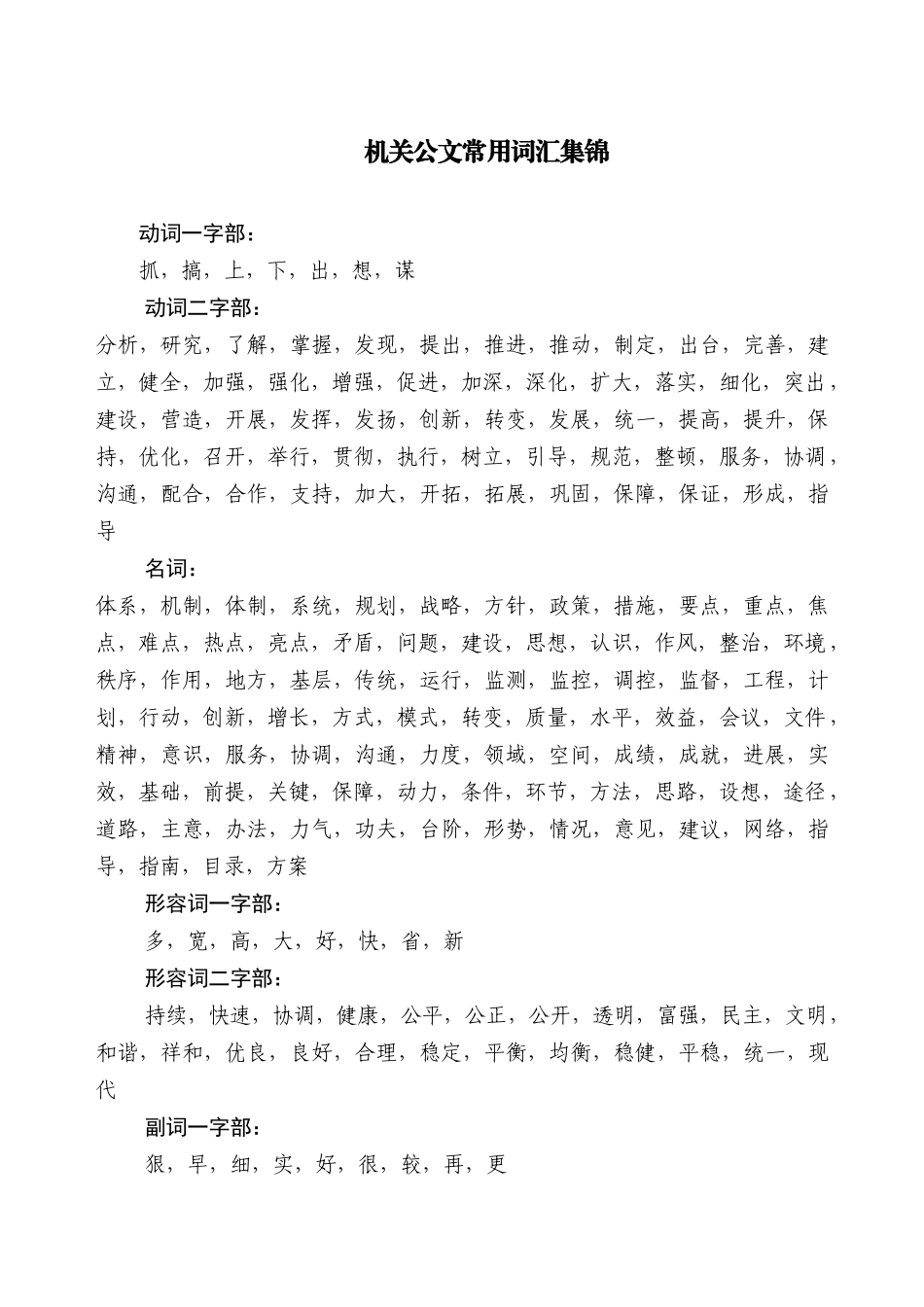 【常用语】机关公文常用词汇集锦_第1页