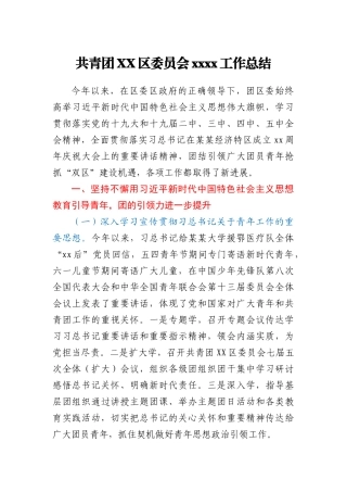 共青团XX区委员会2020工作总结