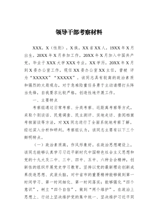 领导干部考察材料