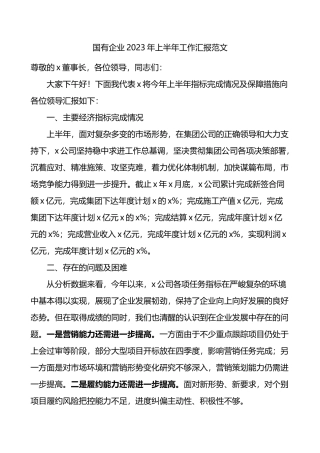 国有企业2023年上半年工作汇报和下半年工作计划集团公司总结报告