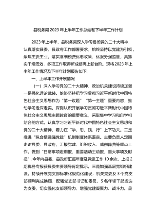 县税务局2023年上半年工作总结和下半年工作计划）