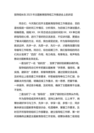 指导组长在2023年主题教育指导组工作推进会上的讲话