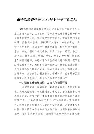 市特殊教育学校2023年上半年工作总结