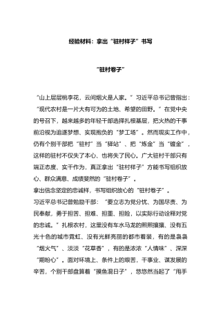 经验材料：拿出“驻村样子”书写“驻村卷子”