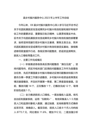 县乡村振兴服务中心2023年上半年工作总结