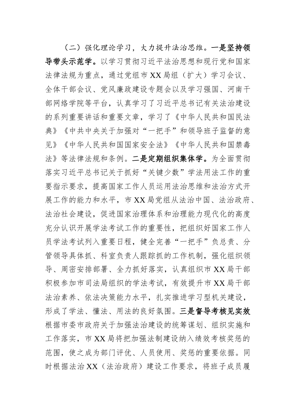关于2023年上半年市局开展法治建设工作总结_第2页