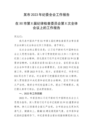 【纪检系统】某市2023年纪委全会工作报告(1)