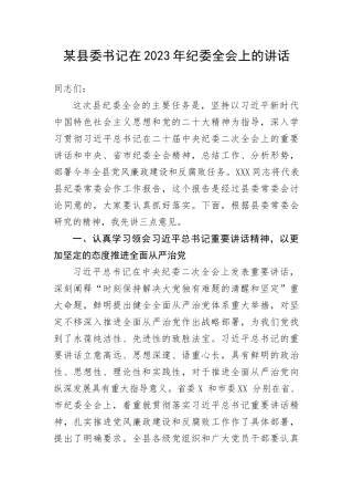 【纪检系统】某县委书记在2023年纪委全会上的讲话(1)