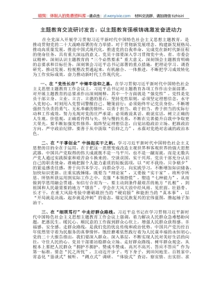 20230417：主题教育交流研讨发言：以主题教育强根铸魂激发奋进动力