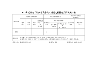 2023年元旦春节期间落实中央八项规定精神有关情况统计表（韩城天久公司）