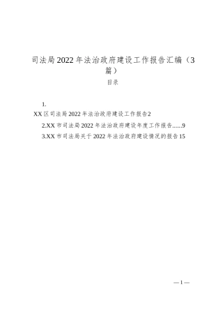 司法局2022年法治政府建设工作报告汇编（3篇）