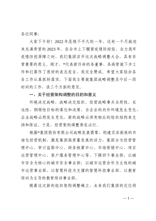 董事长在集团公司职能、经营架构和高管任职员工代表大会上的发言