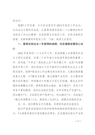 在2023年市经济工作会议上的讲话提纲