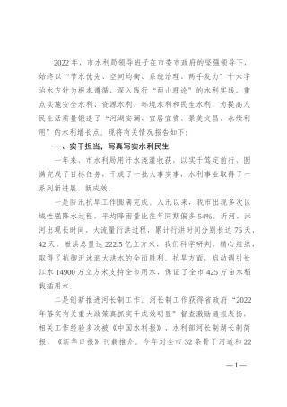 市水利局领导班子述职述廉述法述学报告