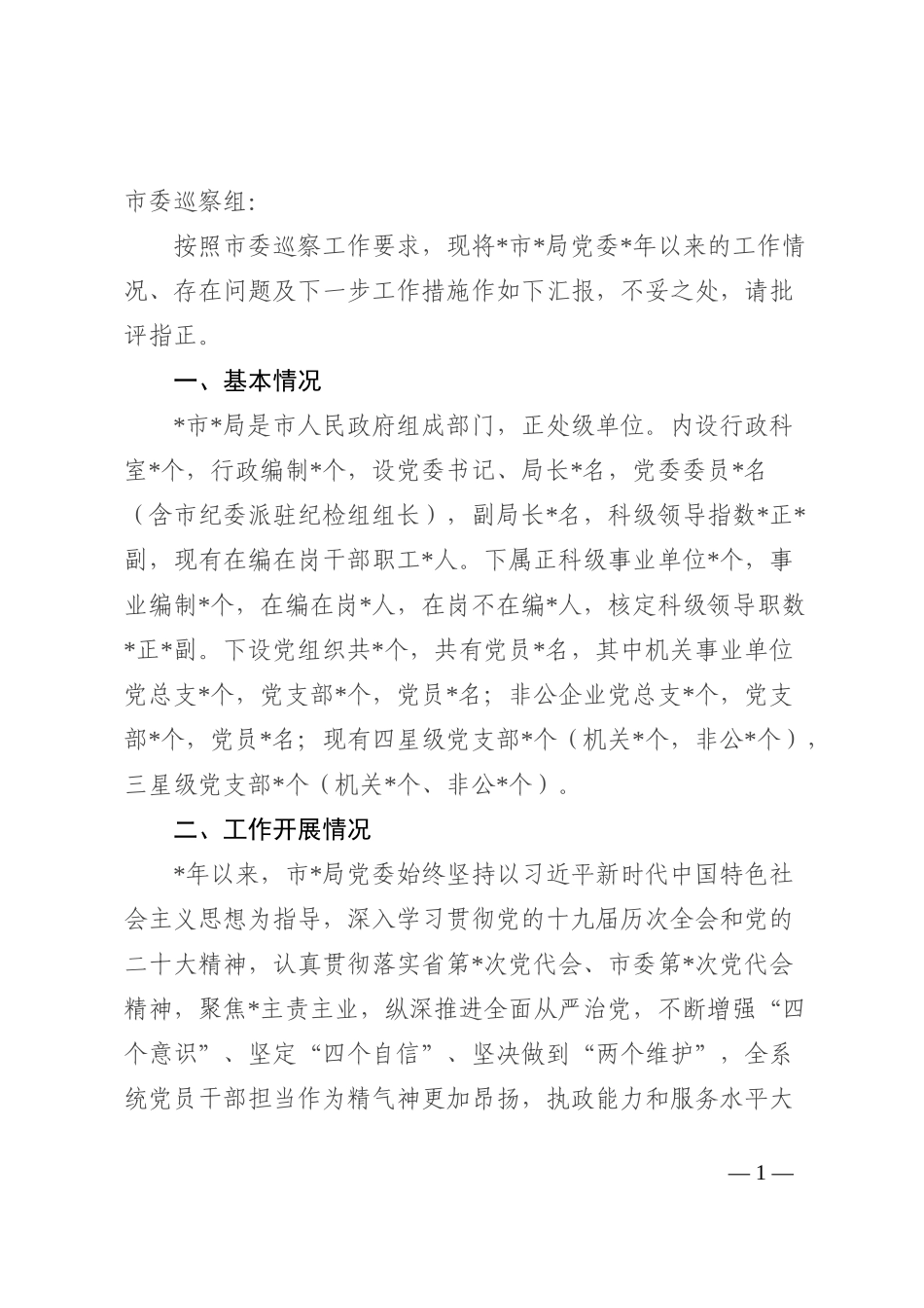 市委2022年度巡察工作汇报(1)_第1页