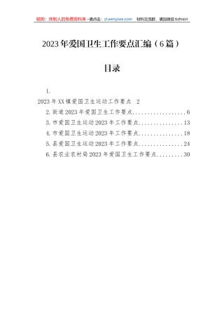 2023年爱国卫生工作要点汇编（6篇）