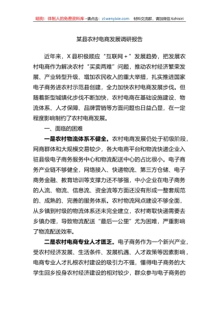 某县农村电商发展调研报告