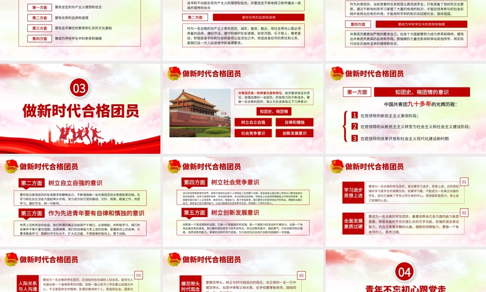 五四团课PPT：青春心向党 建功新时代