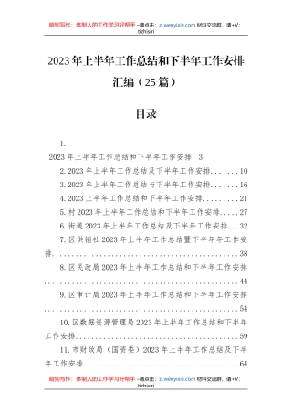 2023年上半年工作总结和下半年工作安排汇编（25篇）