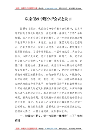 以案促改专题分析会表态发言