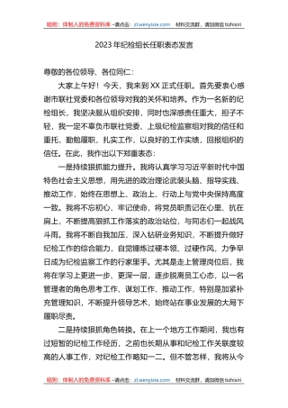 2023年纪检组长任职表态发言