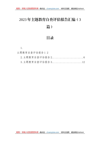 2023年主题教育自查评估报告汇编（3篇）