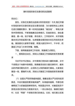 镇村党组织新任支委任职谈话提纲 (1)
