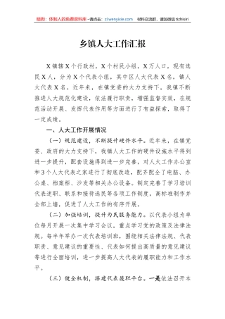 乡镇人大工作汇报