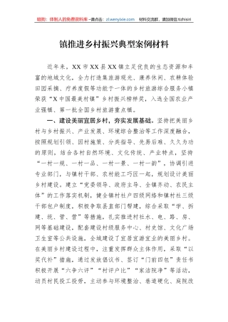 镇推进乡村振兴典型案例材料