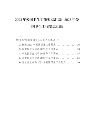 2023年爱国卫生工作要点汇编：2023年爱国卫生工作要点汇编（6篇）