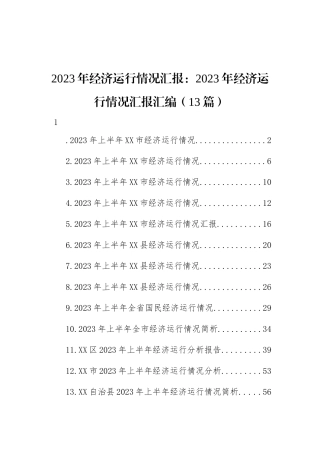 2023年经济运行情况汇报：20
