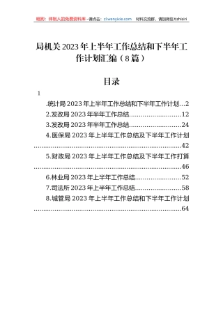 局机关2023年上半年工作总结和下半年工作计划汇编（8篇）