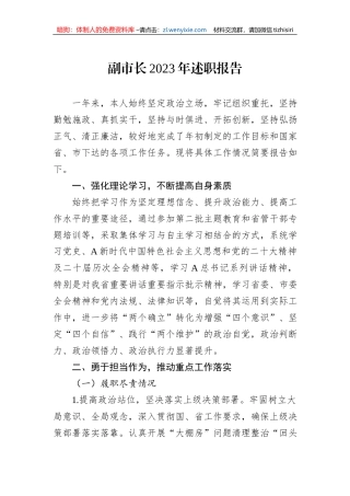 副市长2023年述职报告